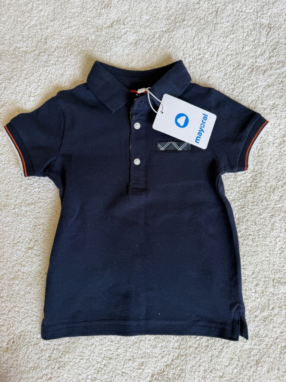 Mayoral Navy Polo with Contrast Sleeve Trim